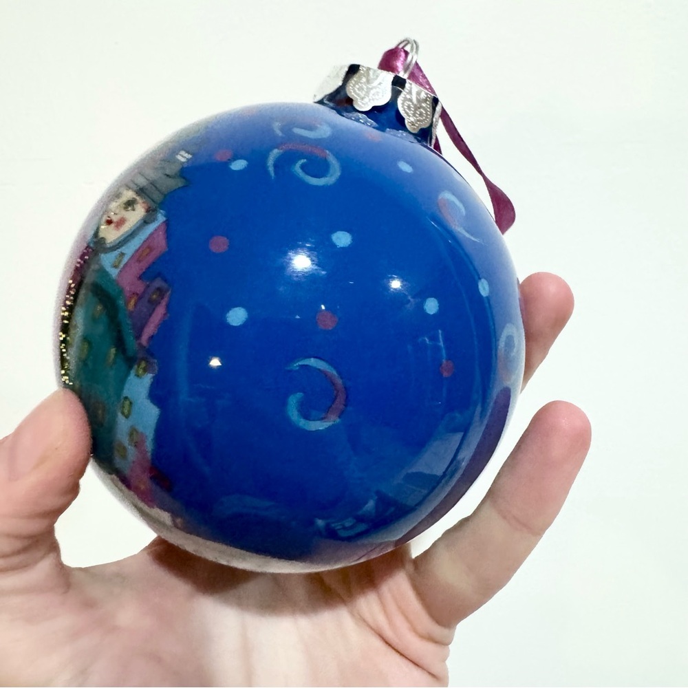 Hand-Painted Vintage Cirque De Soleil Large Blue Holiday Ornament - Picture 7 of 10